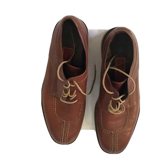 Vintage Mens Leather Lace-Up Shoes Brown Size 9 - Picture 1 of 12